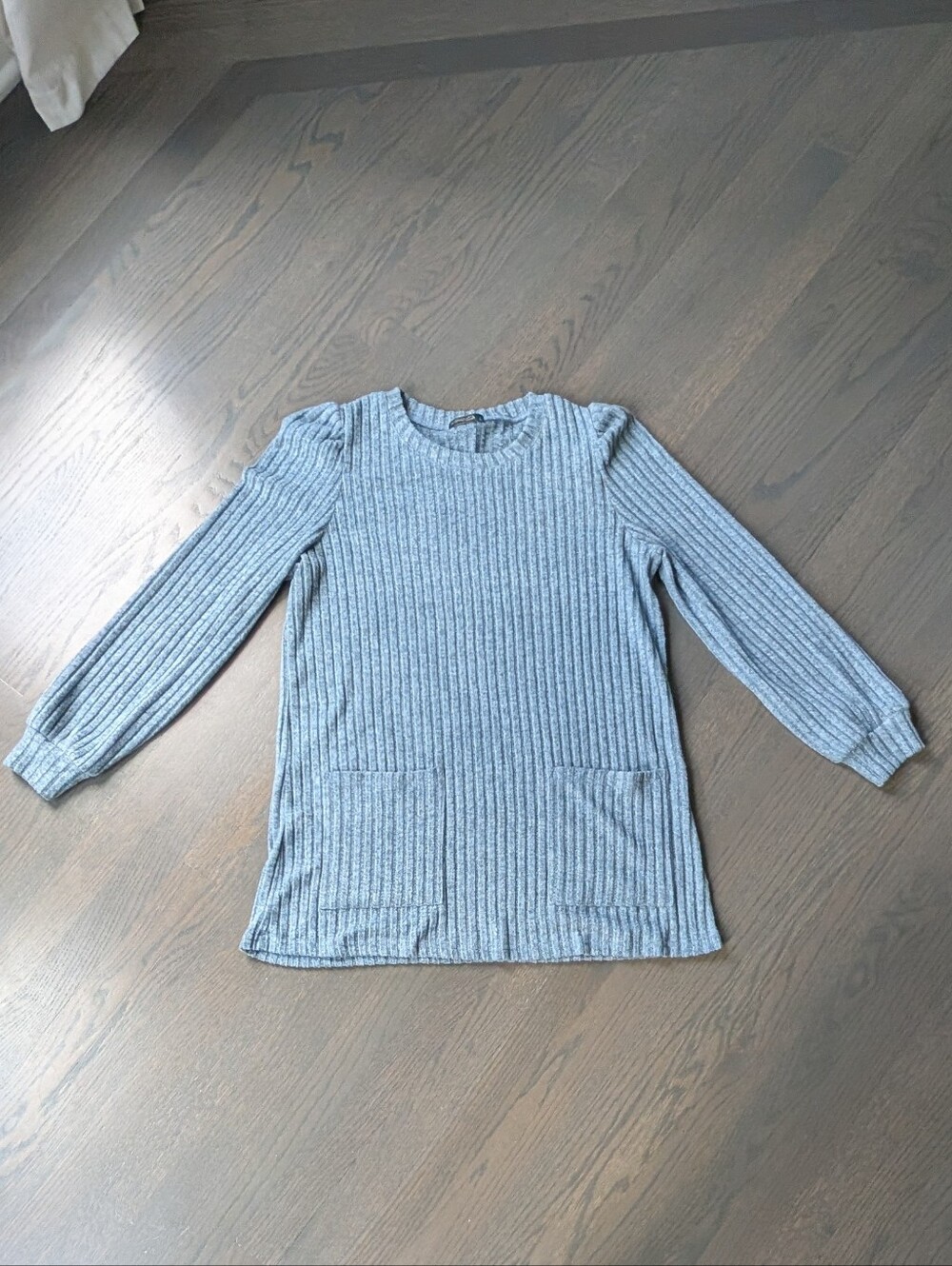 Women's Long Sleeve Shirt with Pockets Tunic Tops Loose Fit, Blue, Large